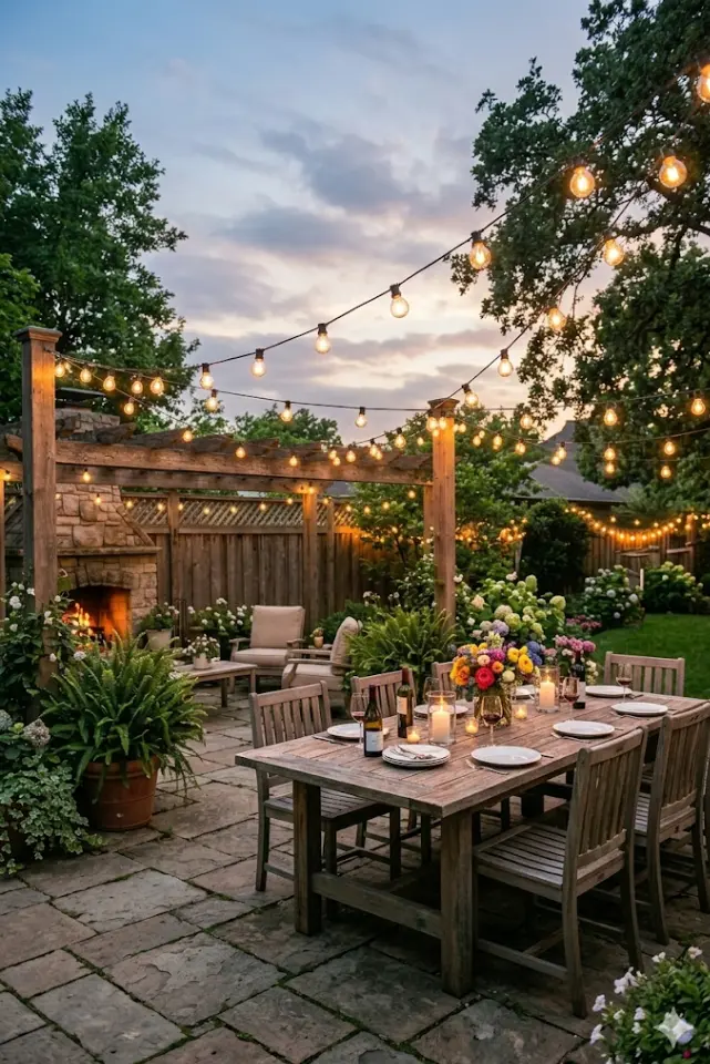 Outdoor String Lighting Installation