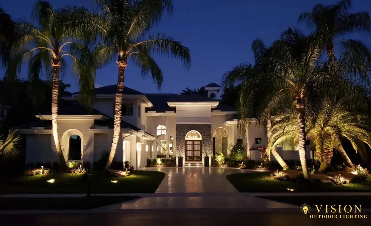 Stunning outdoor lighting setup for a luxury residential home - Outdoor lighting tips and guides