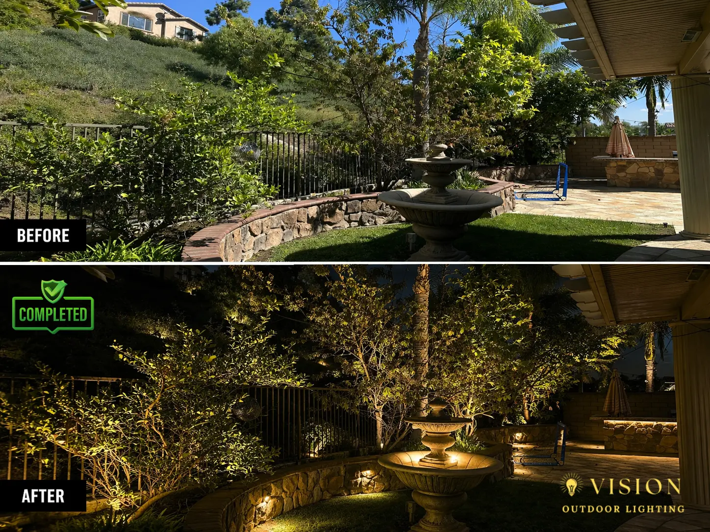 Hardscape lighting project by Vision Outdoor Lighting