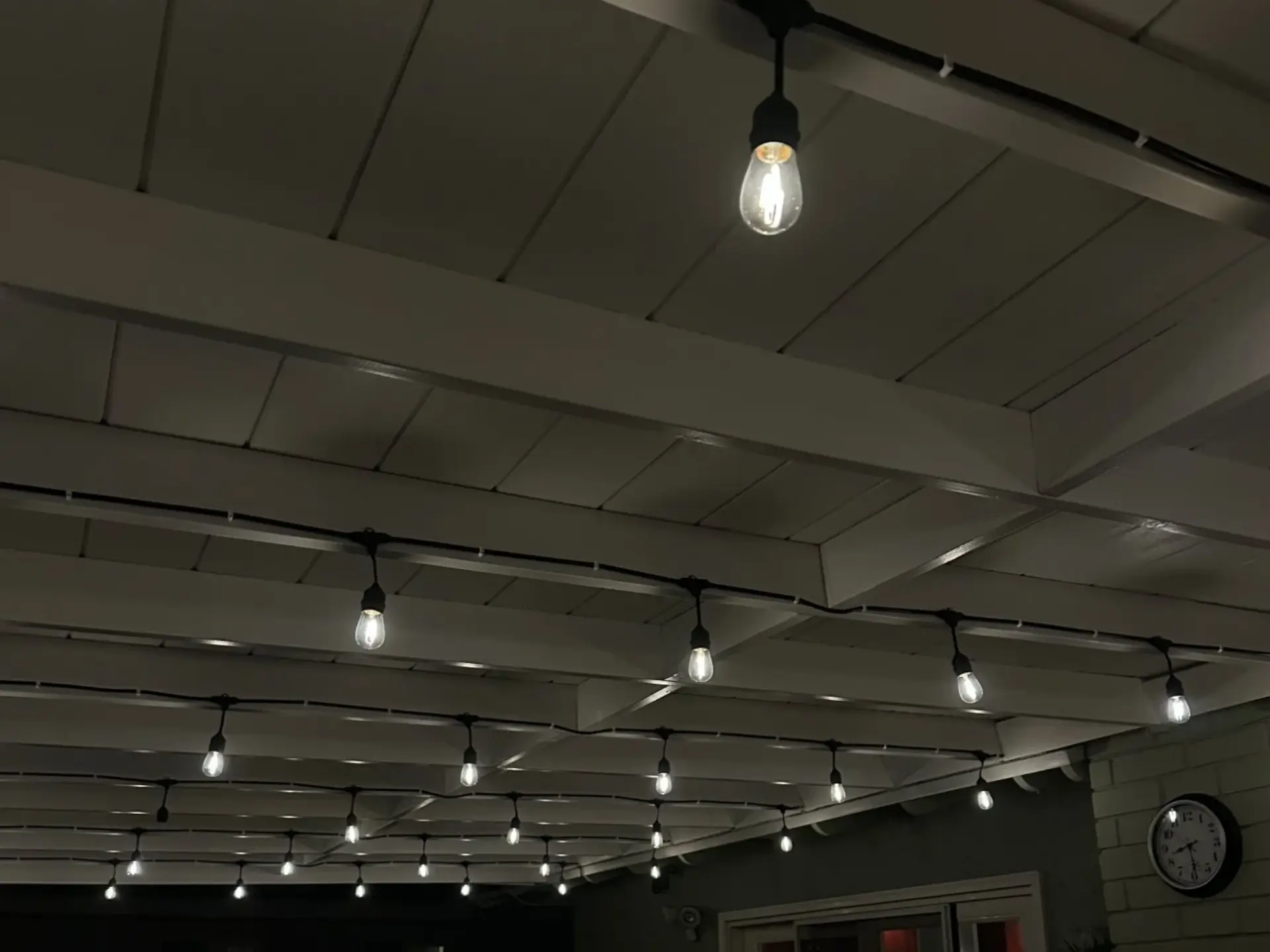 String lighting installation in Patio