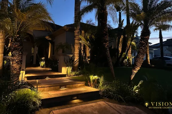 Pathway lighting project by Vision Outdoor Lighting featuring types of landscape lighting
